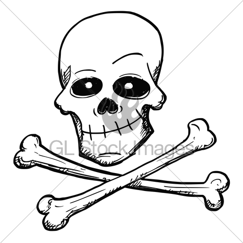 500x500 Cartoon Vector Of Poison Or Pirate Sign Of Skull And Bones Gl