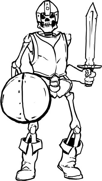 340x600 Lineart Hallowemonsters Skeleton Warrior