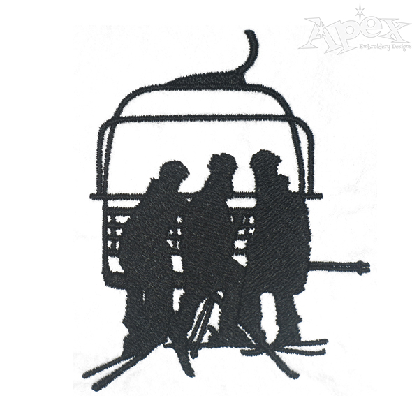600x600 Ski Lift Chair Embroidery Design