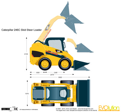 400x373 caterpillar skid steer loader vector drawing