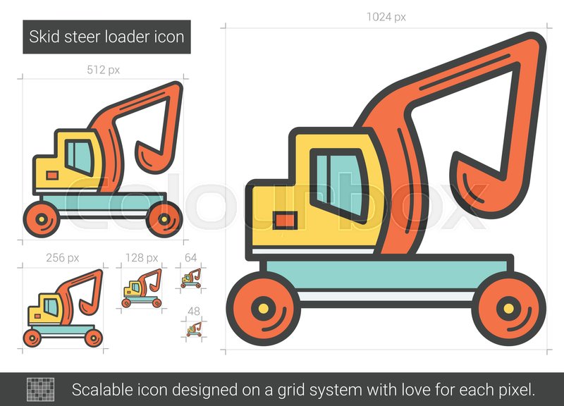800x576 skid steer loader vector line icon stock vector colourbox