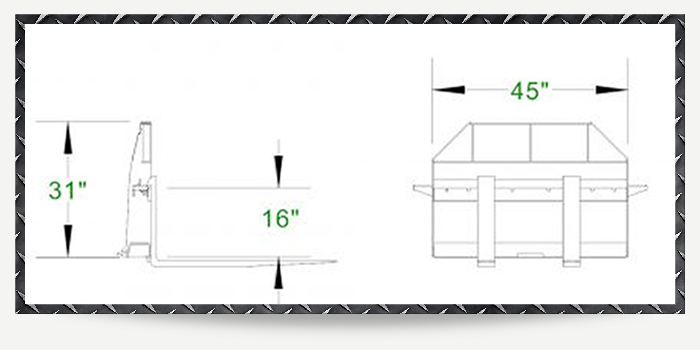 700x350 universal pallet fork attachment for skid steer and tractors