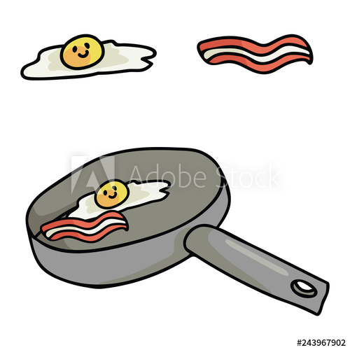 500x500 Kawaii Vector Breakfast Food With Happy Smiling Face Hand Drawn