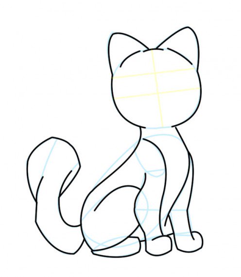 496x570 Drawing A Cartoon Cat Feltmagnet