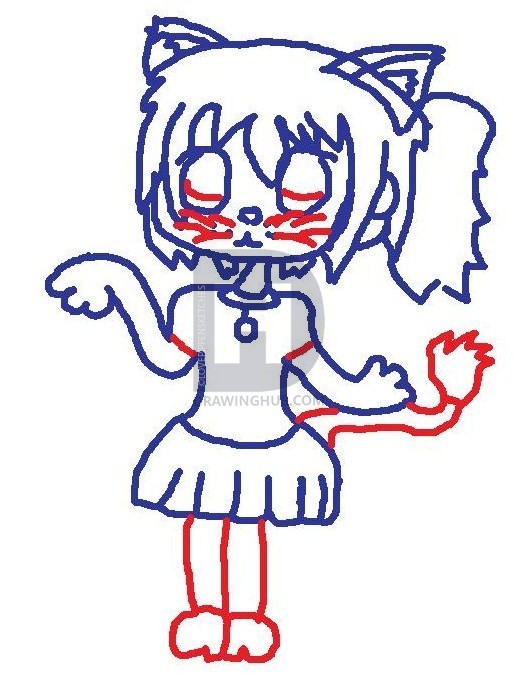 526x673 How To Draw A Chibi Cat Girl Easy, Step