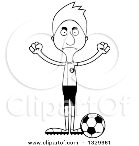 450x470 Lineart Clipart Of A Cartoon Black And White Angry Tall Skinny
