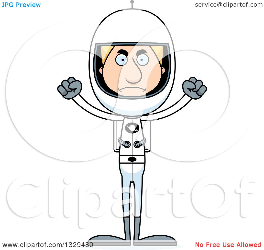 1080x1024 Clipart Of A Cartoon Angry Tall Skinny White Astronaut Man
