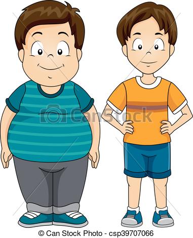 381x470 Kids Boys Fat Thin Illustration Featuring A Fat And A Skinny Boy