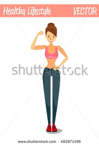 321x470 Brunette Healthy Skinny Girl Cartoon Character Illustration