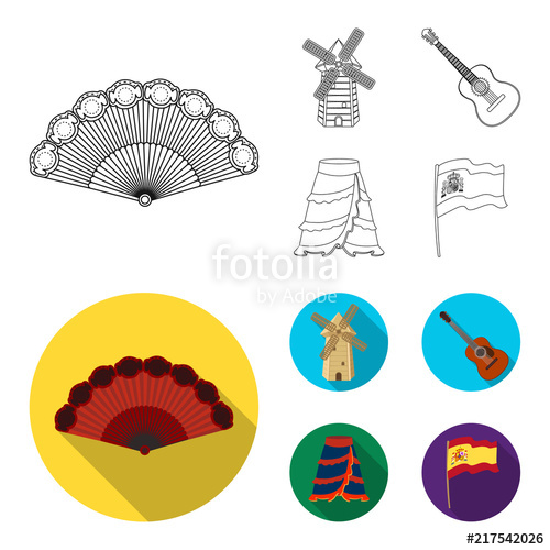 500x500 Fan Spanish, Mill, Guitar, Skirt For National Spanish Dances