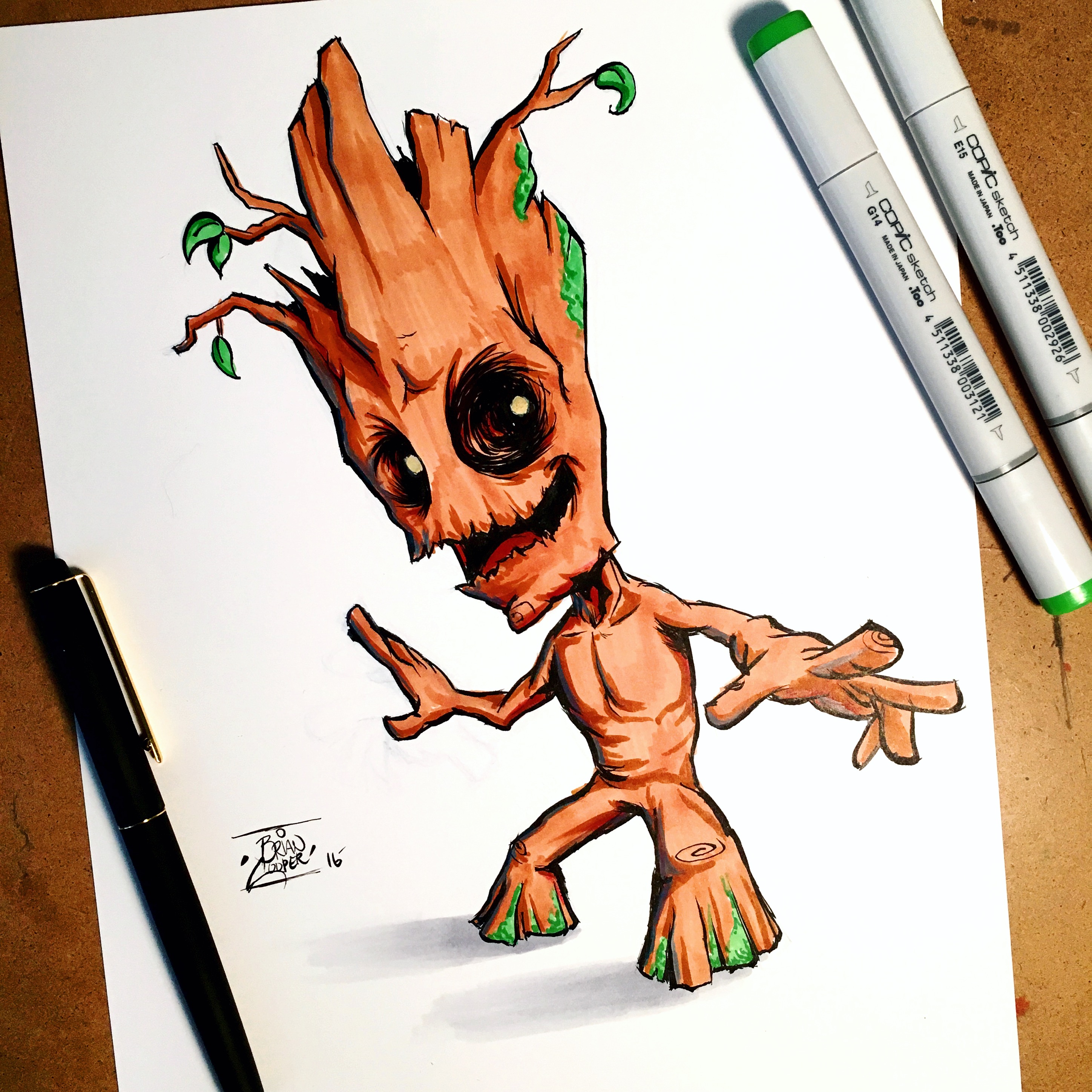 2896x2896 Groot Ink And Marker Drawing Illustration