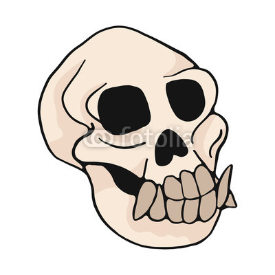 400x400 Animal Monkey Skull Cartoon Vector Illustration Motif Set Hand