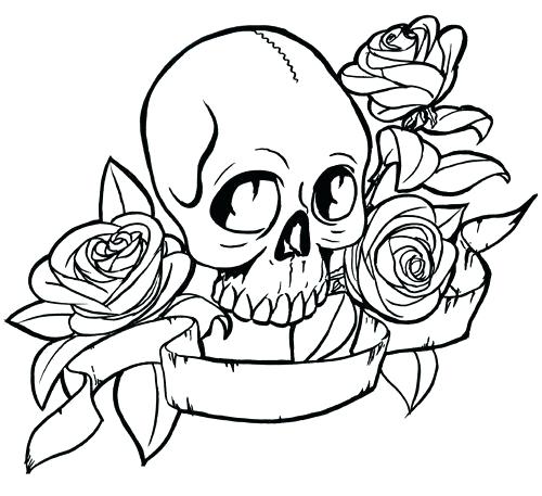500x457 Skull And Roses Coloring Pages