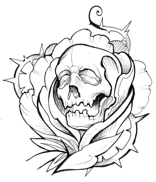 Skull And Rose Drawing | Free download on ClipArtMag