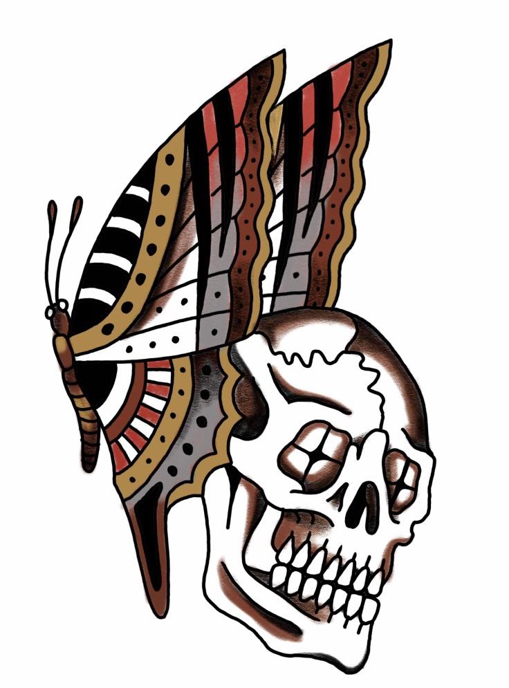 736x995 Butterfly Skull
