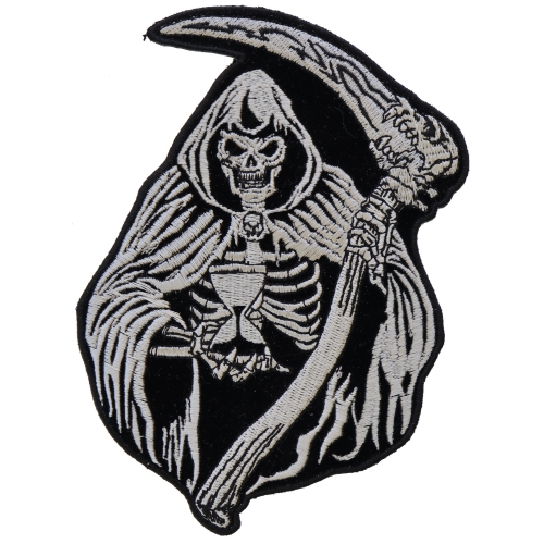 500x500 Reaper Skull Sand Clock Medium Size Patch Skull Patches