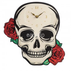 250x250 Skull With Roses Novelty Clock Uk Wholesaler Supplier And Cash