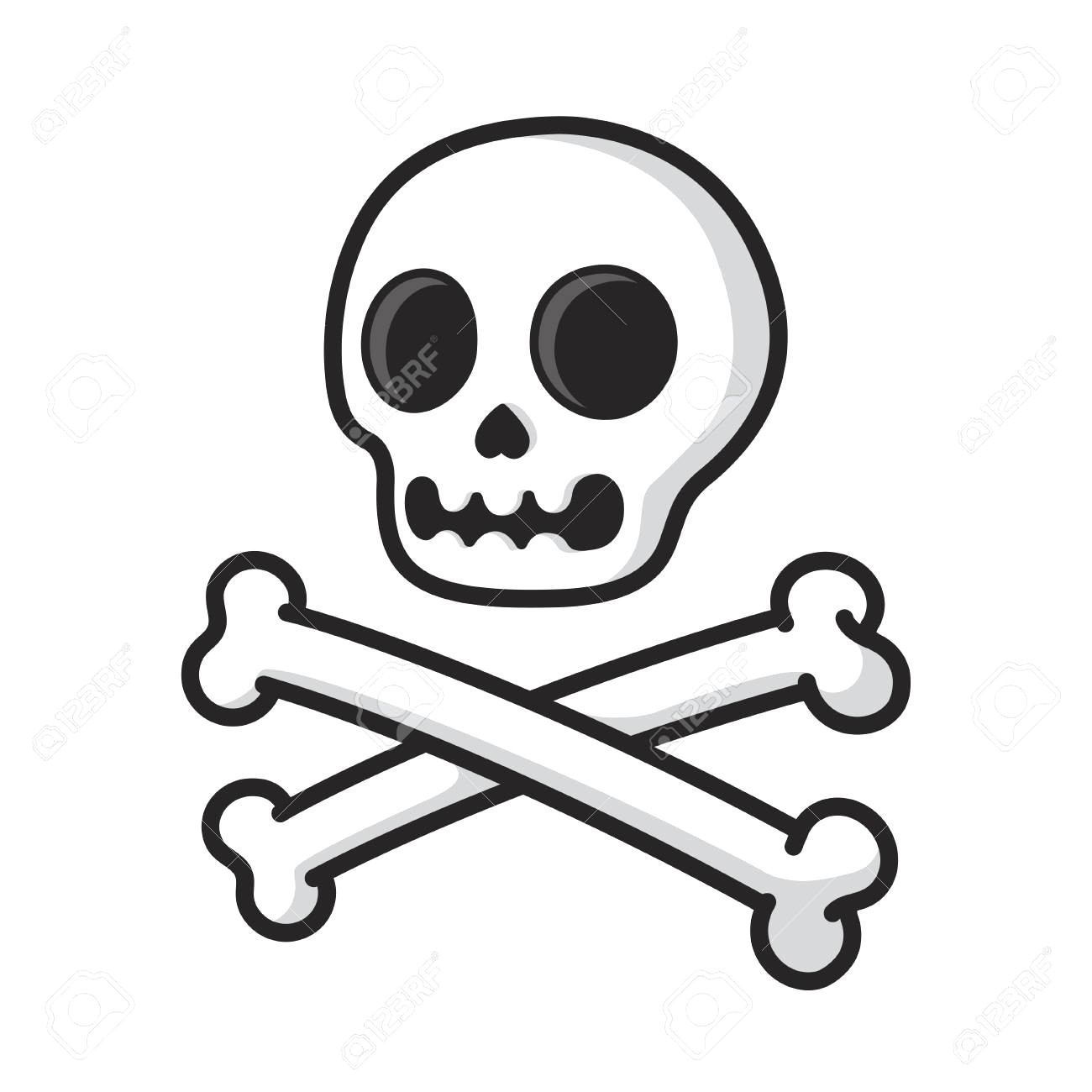 1300x1300 Simple Cartoon Skull And Crossbones Isolated On White