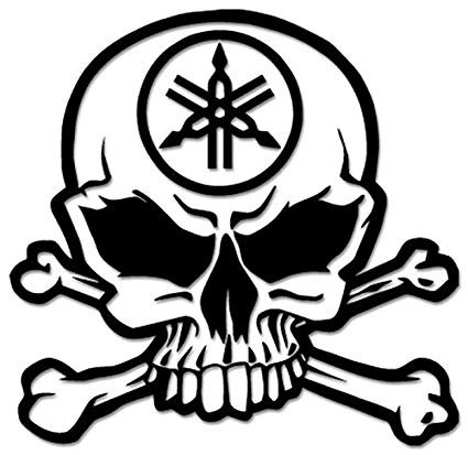 425x413 Death Skull Crossbones Yamaha Racing Vinyl Decal
