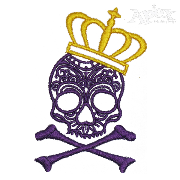 600x600 Skull Crown Embroidery Design