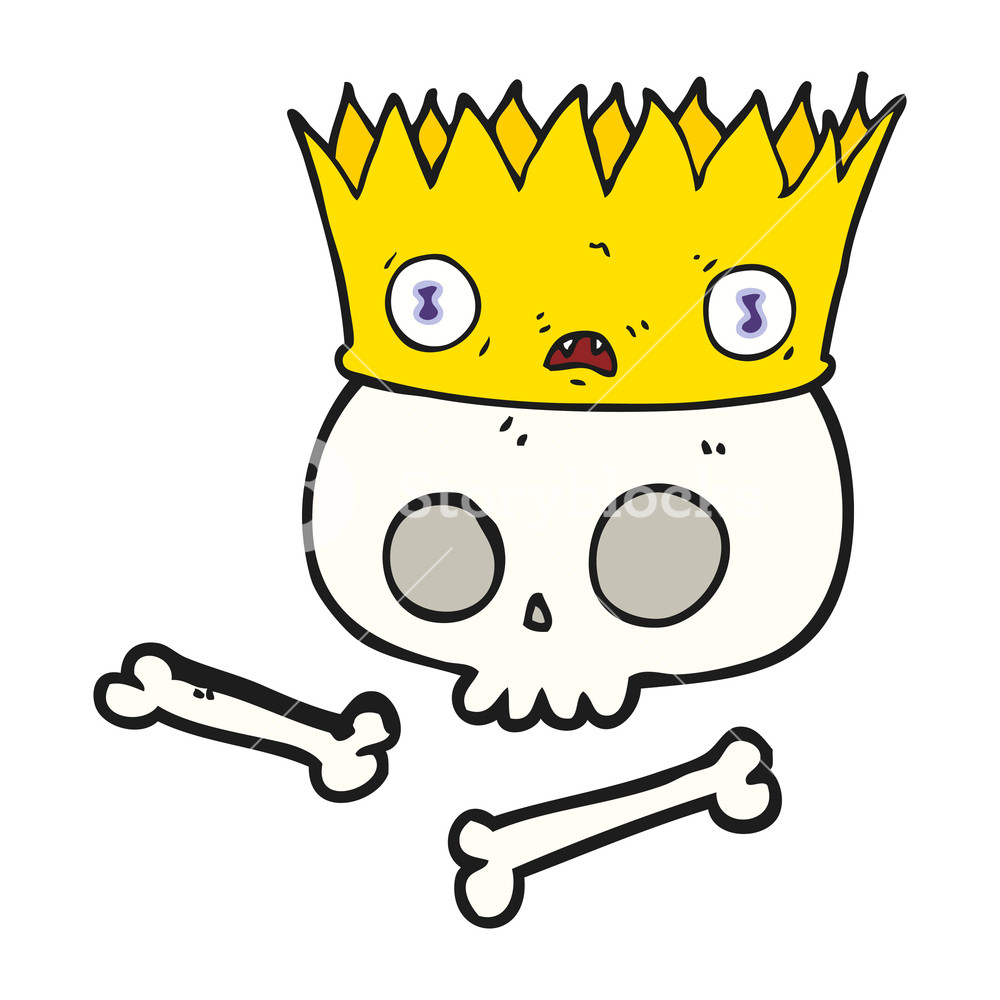 1000x1000 Freehand Drawn Cartoon Magic Crown On Old Skull Royalty Free Stock