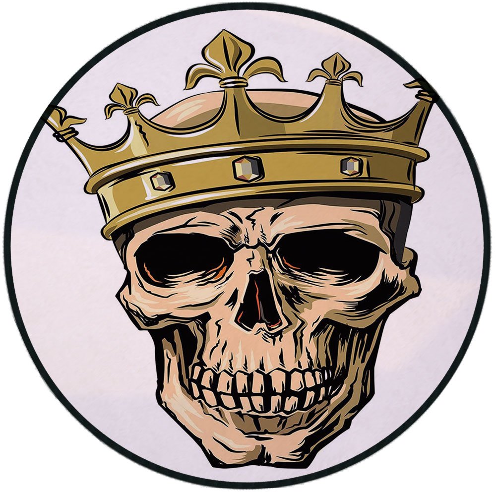 1000x1000 Printing Round Rug, King, Dead Skull Skeleton Head