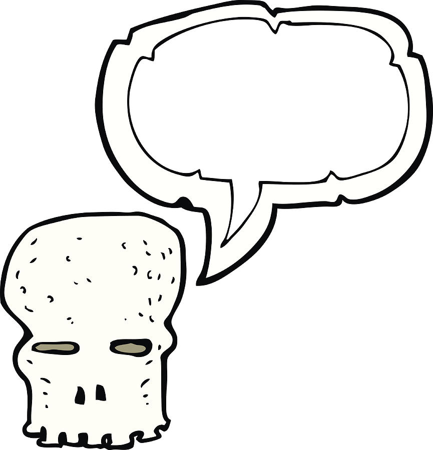 865x900 Cartoon Spooky Skull With Speech Bubble Drawing