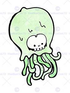 226x300 Painting Drawing Cartoon Alien Skull Face Tentacles Art Print