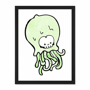 300x300 Painting Drawing Cartoon Alien Skull Face Tentacles Art Large