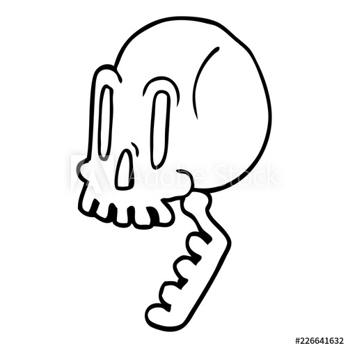 500x500 Line Drawing Cartoon Green Skull
