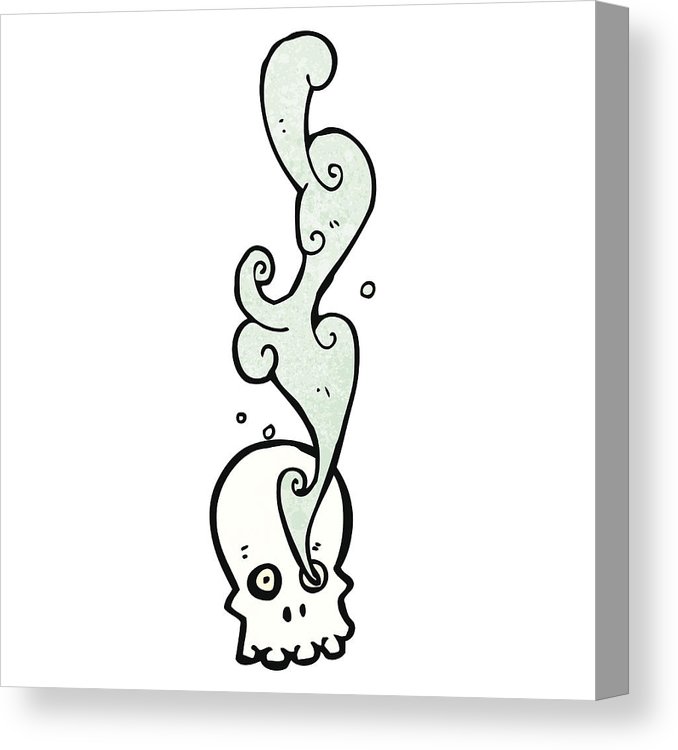 678x750 Cartoon Smoking Skull Canvas Print Canvas Art