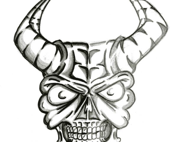 640x480 Skull Drawing Flaming Free Drawings Of Skulls On Fire Download