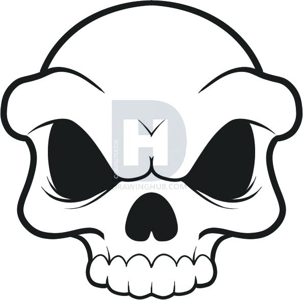 595x588 How To Draw A Skull For Kids