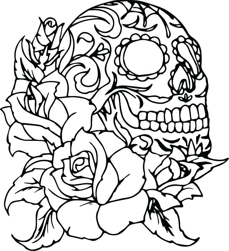 731x800 Skulls And Roses Coloring Pages Running