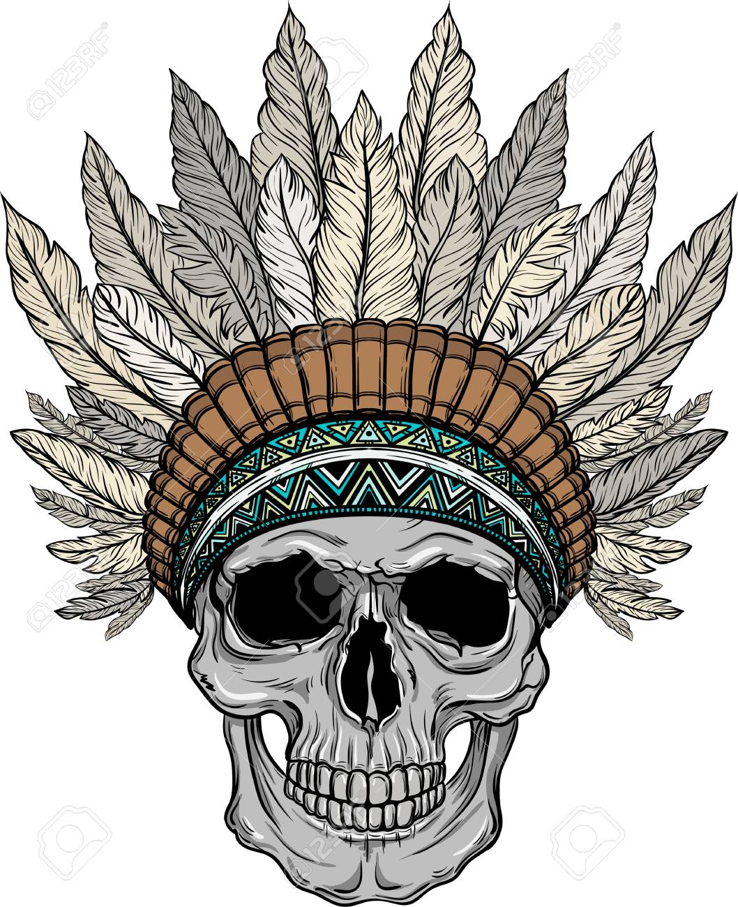 1058x1300 Headdress Clipart Skull Side View