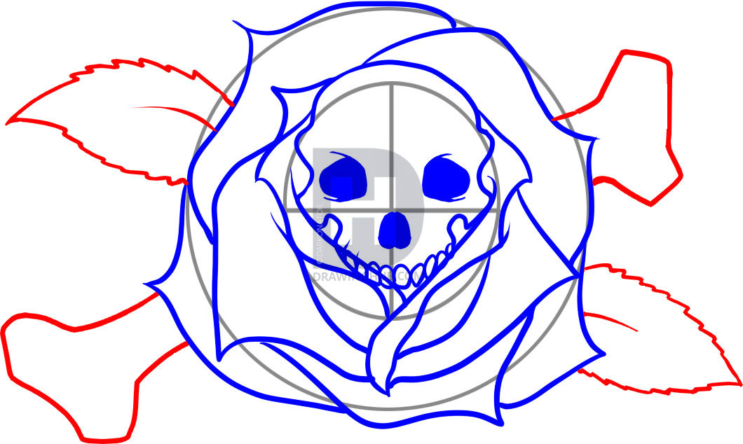 1060x634 Rose Skull Drawings Step