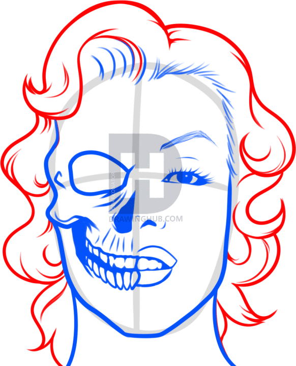 582x720 How To Draw A Monroe Skull, Step