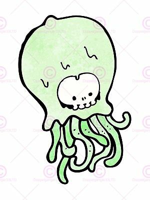 300x400 Painting Drawing Cartoon Alien Skull Face Tentacles Canvas Art