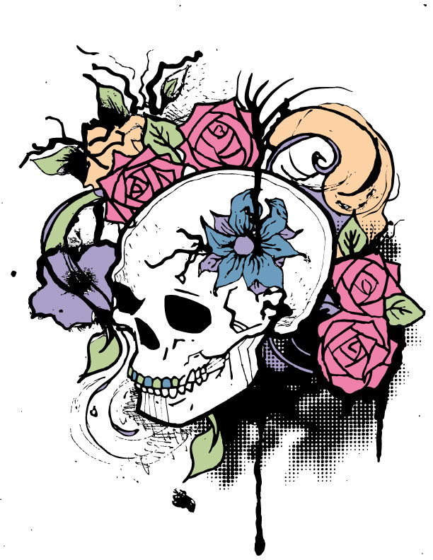 612x792 Drawings Of Flowers And Skulls