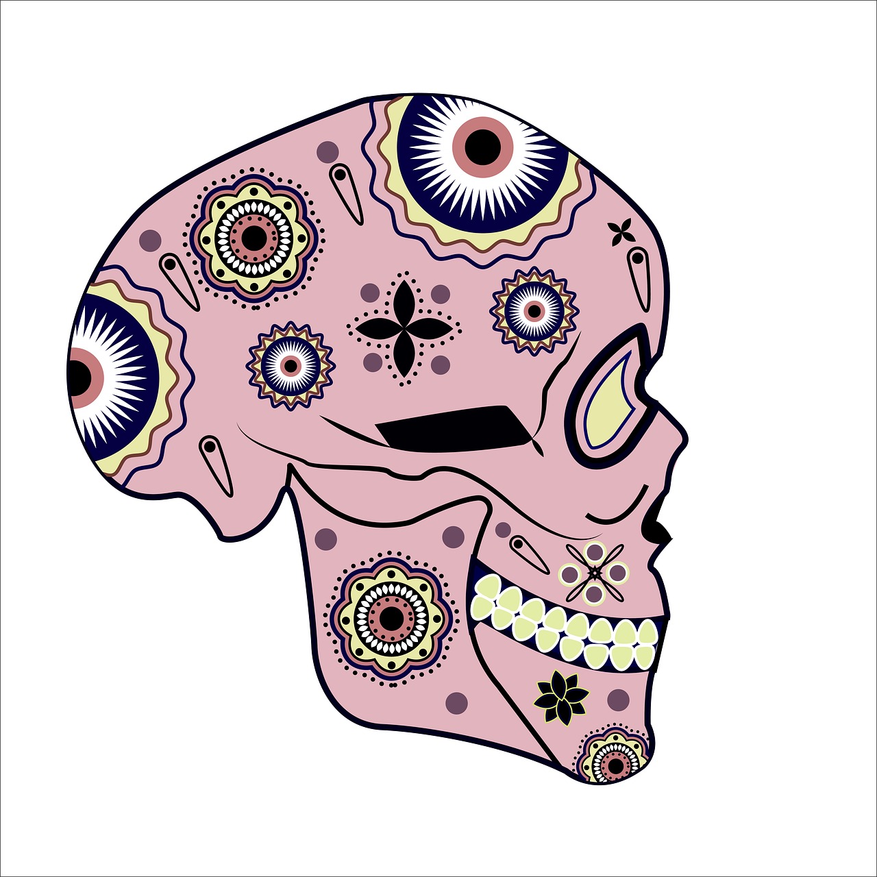 1280x1280 Skull, Sugar, Draw, Dead, Halloween