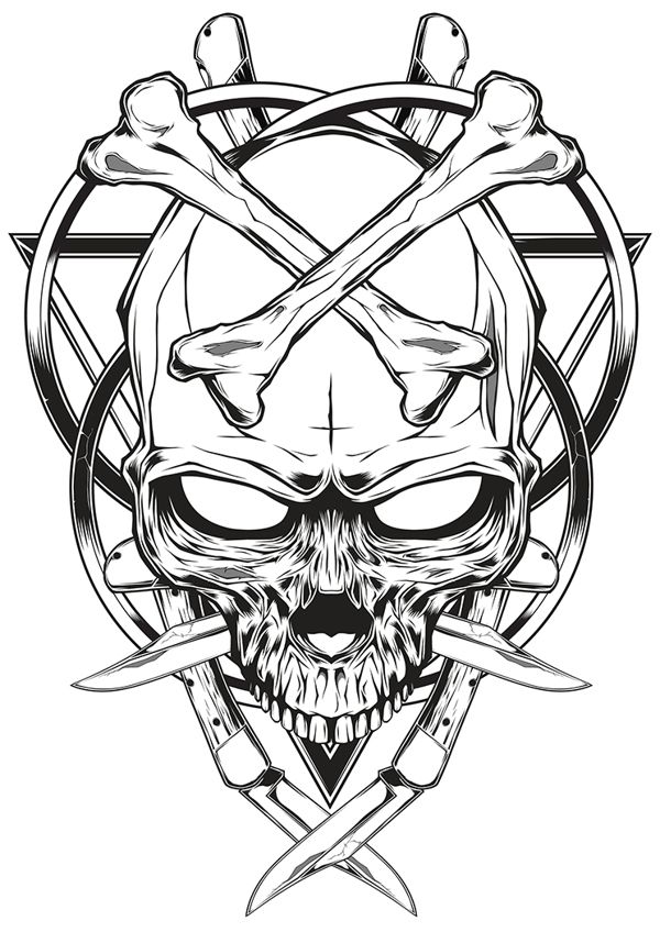 600x848 Skull Knife Illustration