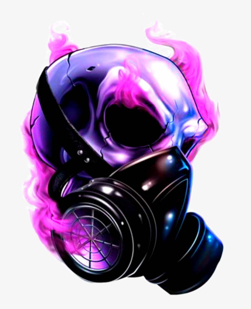 820x1007 Skull Pink Purple Neon Smoke Gasmask Dark