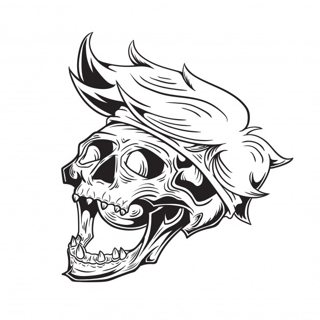 626x626 hairy skull hand drawn vector premium download