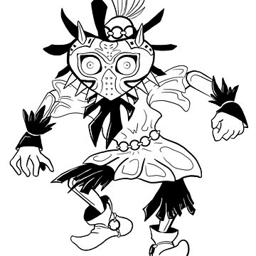 360x360 Skull Kid Black N White Sticker