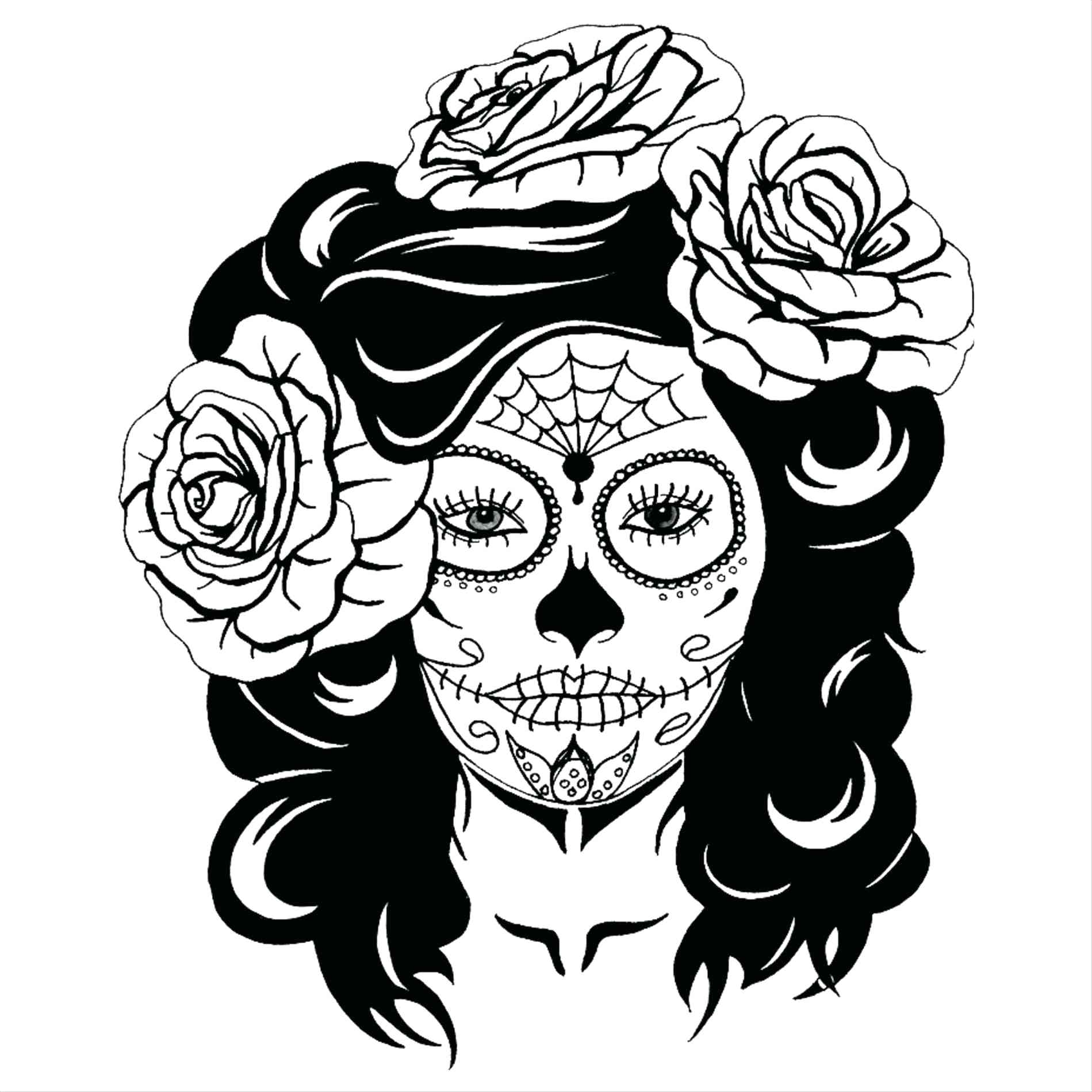 1899x1899 Drawn Sugar Skull Line Drawing