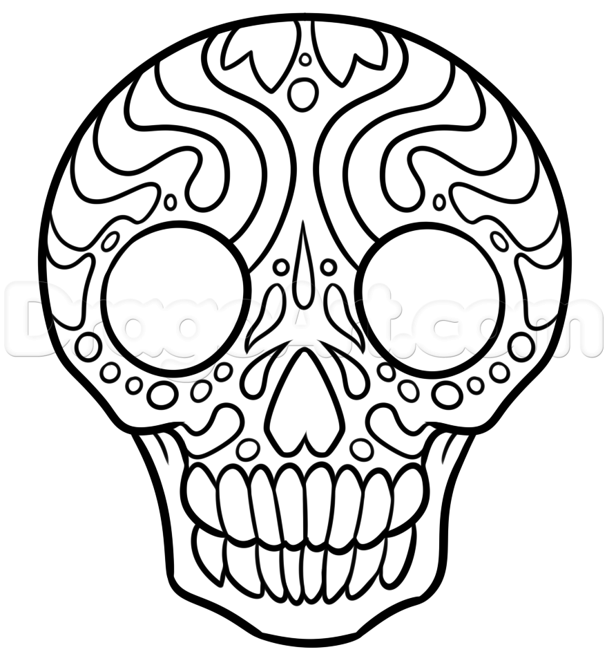 879x959 Step How To Draw A Christmas Sugar Skull