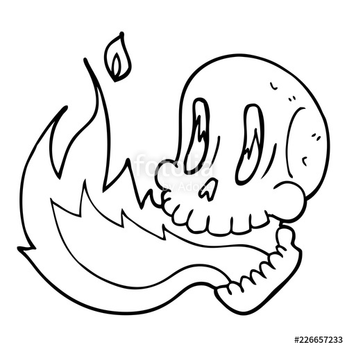 500x500 Line Drawing Cartoon Flaming Skull Stock Image And Royalty Free