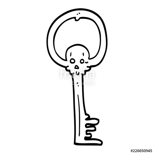 500x500 Line Drawing Cartoon Spooky Skull Key Stock Image And Royalty