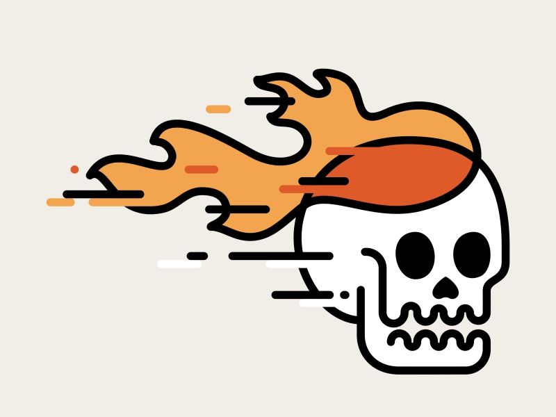 800x600 Skull On Fire Outline In Design Type Human Skulls
