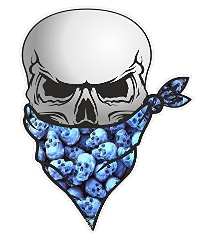 425x500 Gothic Biker Pirate Skull With Face Bandana Pile Of Blue Skulls